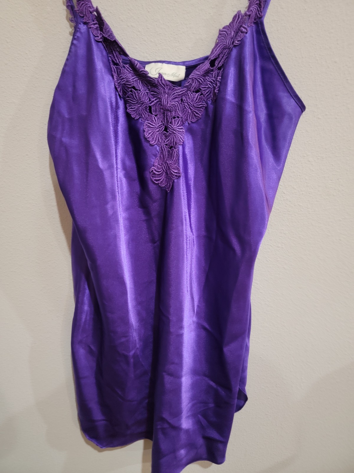 Inner Most Purple Camisole Chemise Nightgown Satin Feel USA Made Sz M Vintage