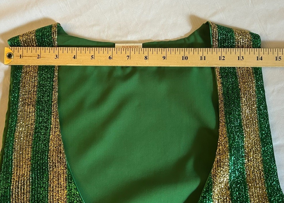 PAKWEST Vintage EUC Size Large Sparkly Green/Gold Striped Button Vest Waistcoat