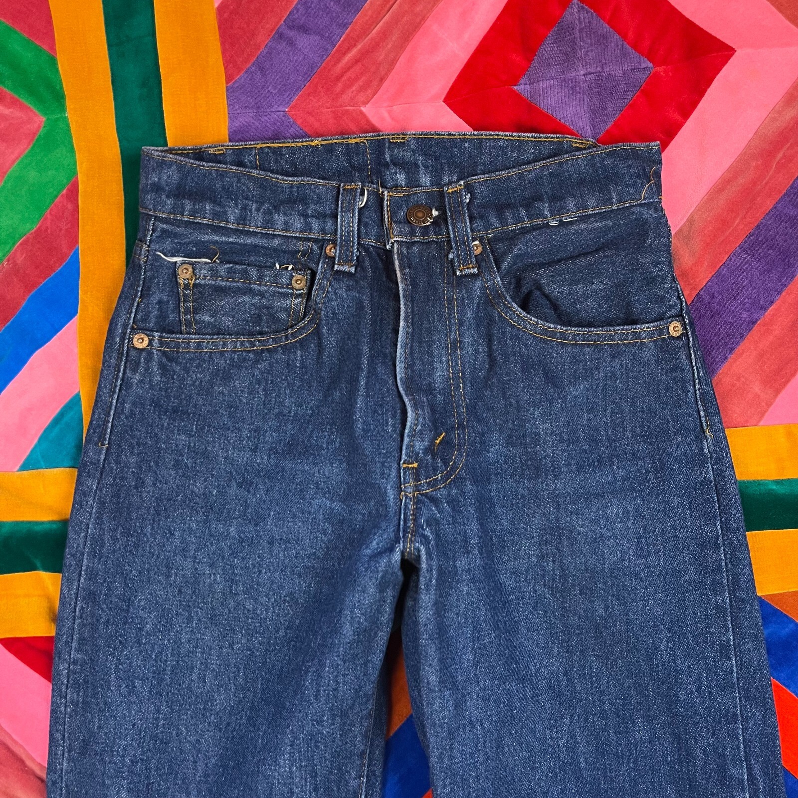 Lot 2 Vintage Levis Jeans Acid Washed Blue Student Fit 701 Dark Blue 505 90s 27