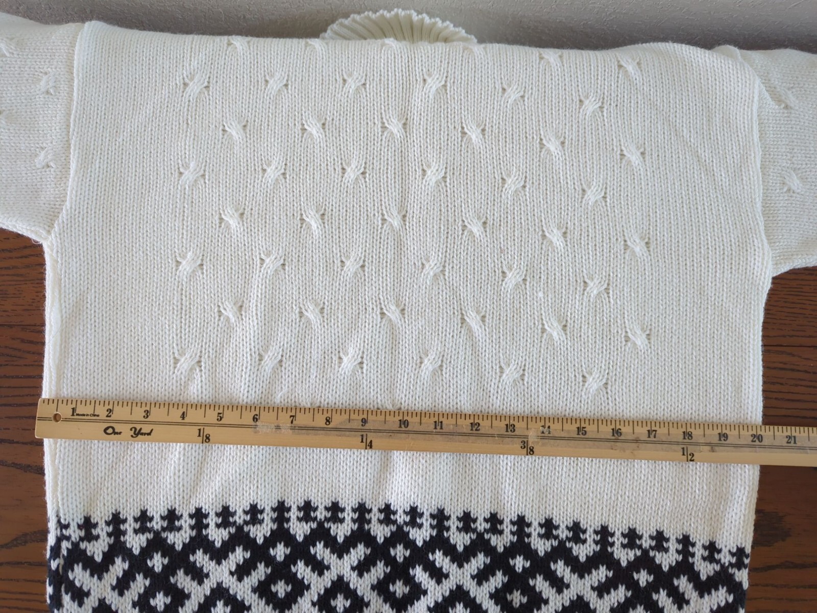 Vintage JOLIE Nordic Sweater With Turtleneck & Black Geometric Pattern sz M / L