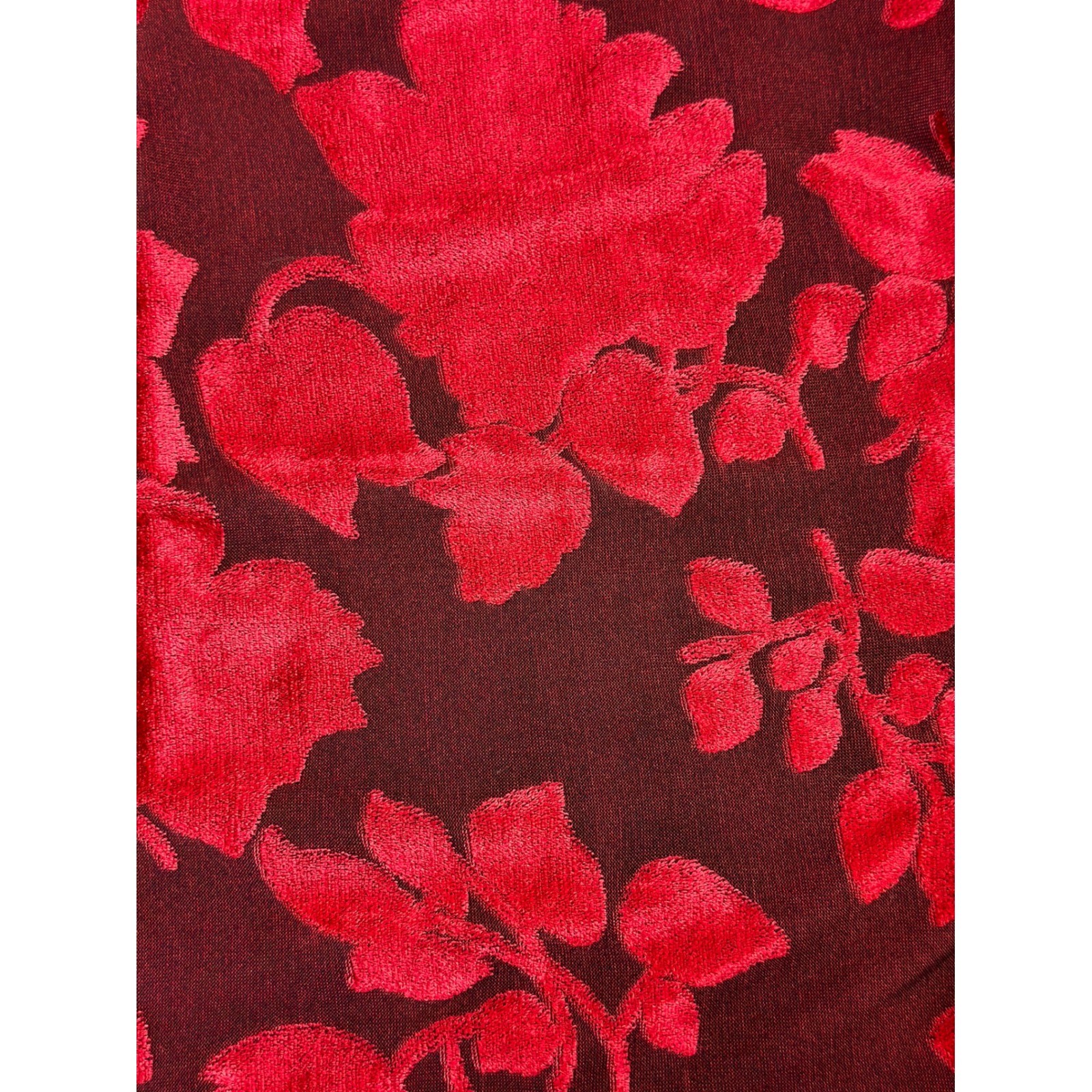 Vtg Caroline Wells Red Velvet Burnout Floral Maxi Dress Size 10 Romantic Glam