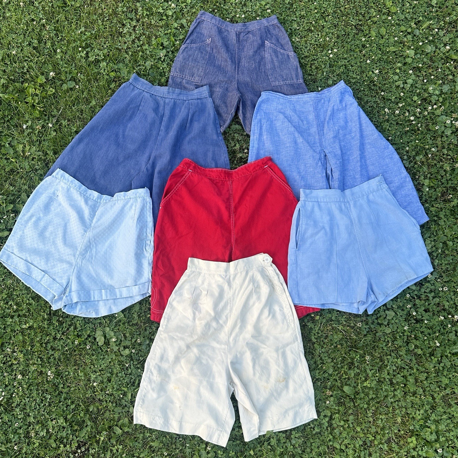 Vintage Womens Shorts Lot Denim Side Zip 30s 50s 60s 70s XS S M