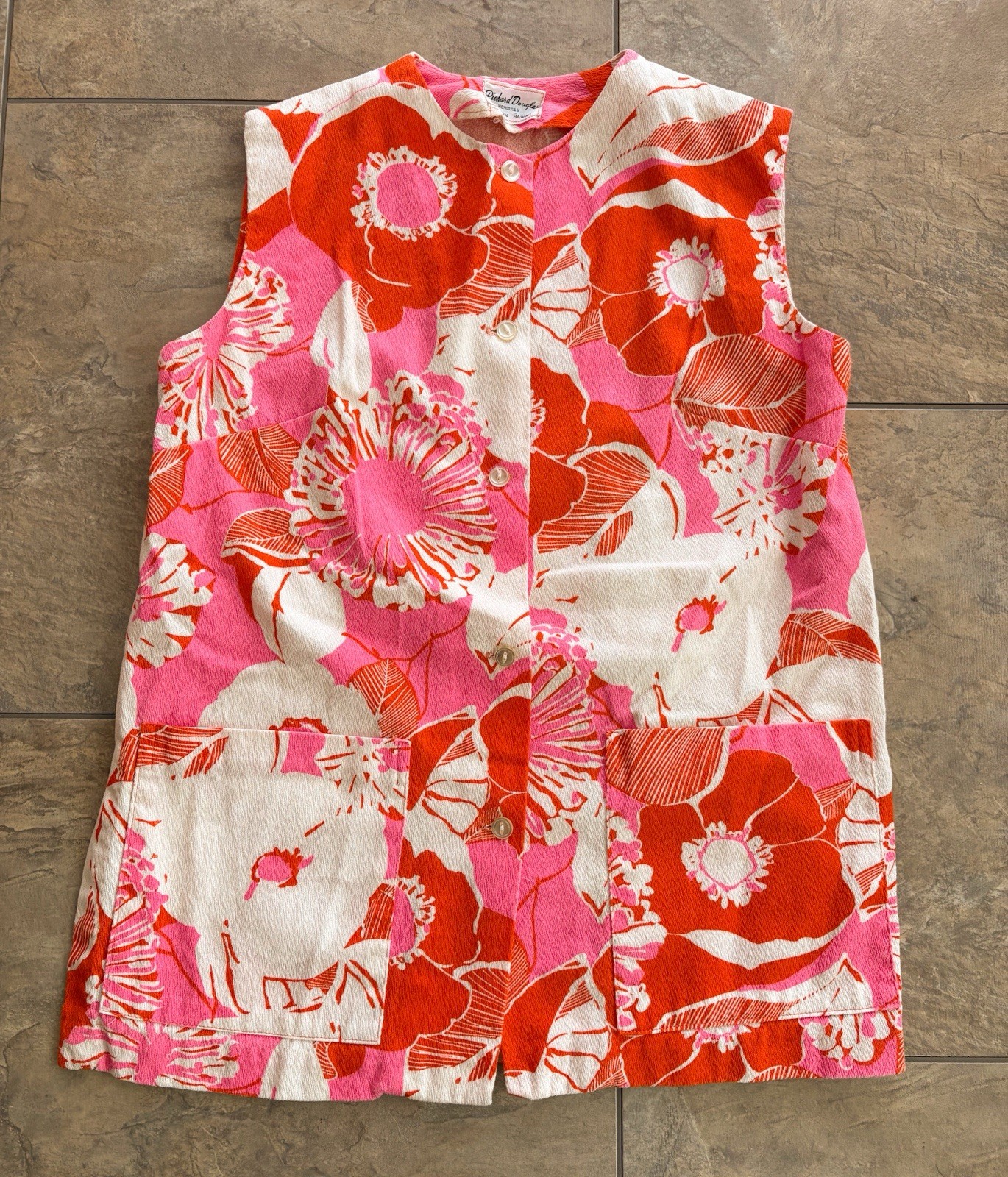 Vintage 60s Mod GoGo Floral Shirt Smock Women’s Small Groovy Richard Douglas