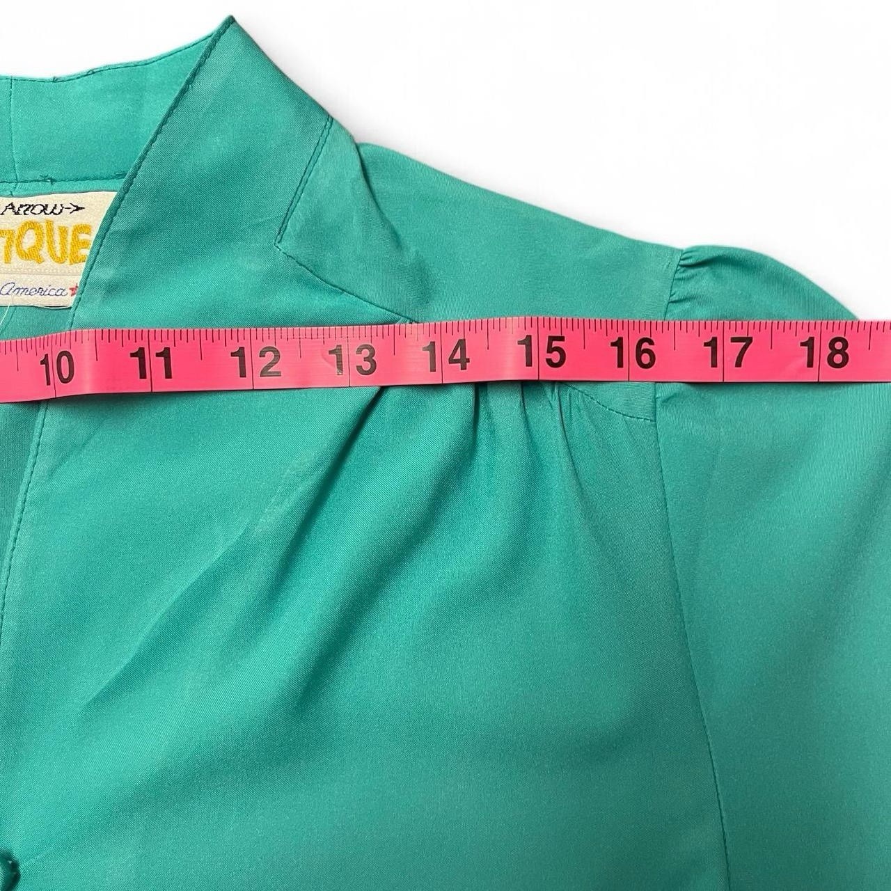Vintage 70s 80s Lady Arrow Blouse Teal Button Down Shirt Western USA Retro 1980s