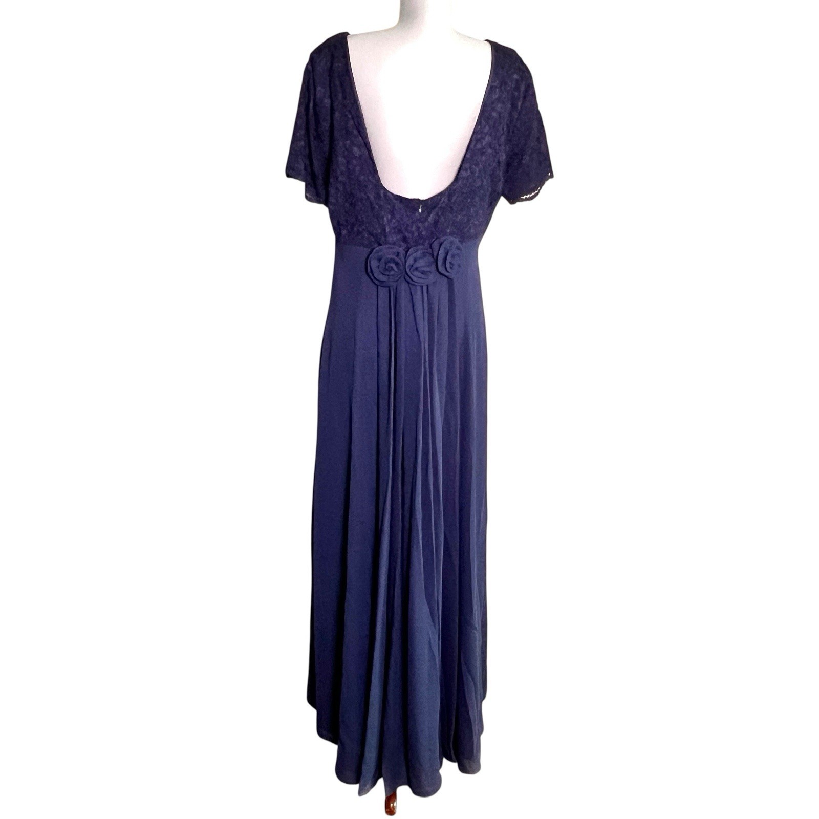 Vintage 1990s Lanz Of Salzburg Navy Lace Formal Gown Dress Large Needs Cleaning