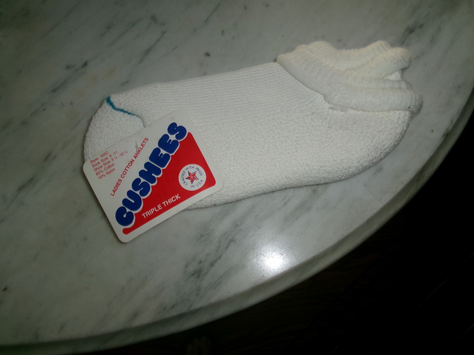 NOS~VINTAGE Unisex Cushees Anklets~ Socks Triple Thick Cotton 9-11 Roll Down