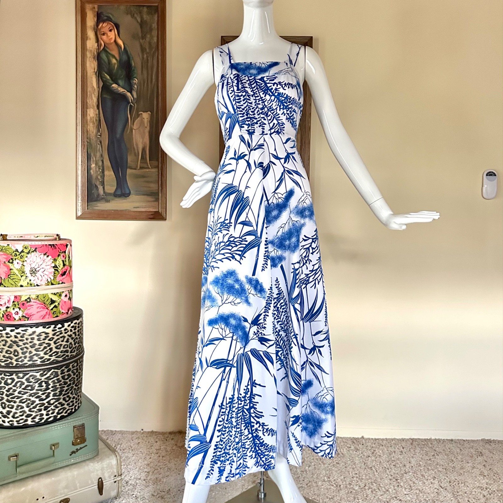 Vintage 1970s Hawaiian Dress Fit & Flare Maxi Sundress Hawaii Nei Floral Vacay S