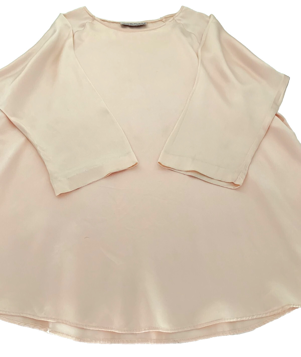 VTG DIANE VON FURSTENBERG Pink Satin Feel Long Sleeve Lingerie 2 Pc Pajamas Set