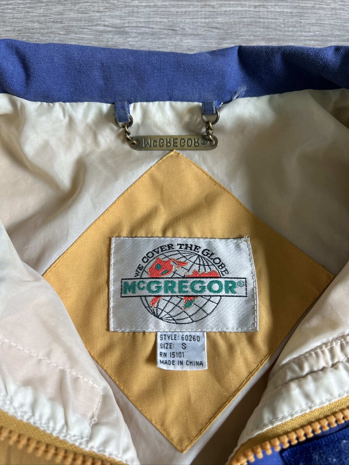 VTG ~ 1980s ~ McGregor Anti-Breeze Yellow & Blue Bomber Style Windbreaker Sz. S