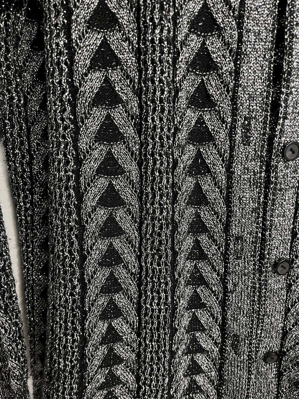 Vintage 1950s Billie Jo Black Sparkle Knit Cardigan Sweater Size Large