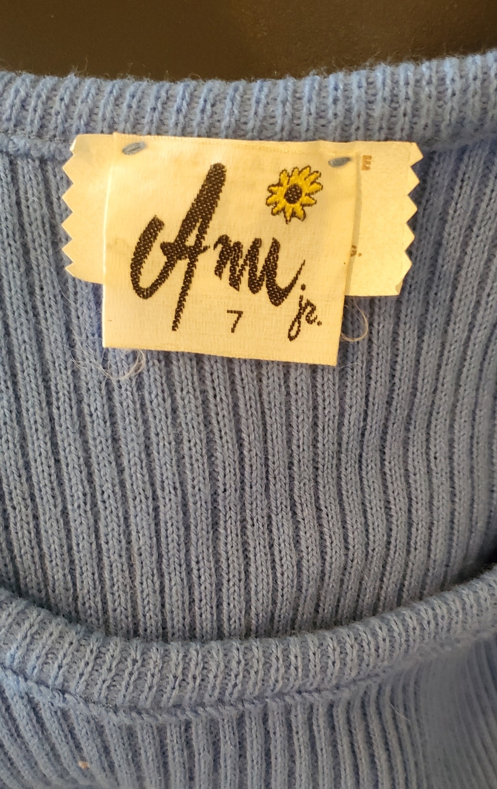 Vintage Blue Knit Sleeveless Ribbed Pullover Top Anu Jr. 7 B34