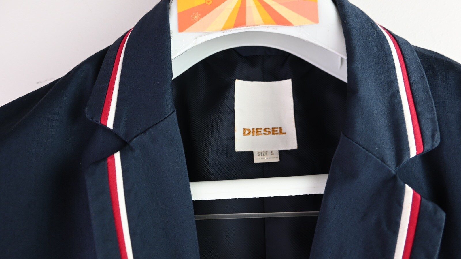 Vintage Diesel blazer in navy with red & white trim size S/UK10