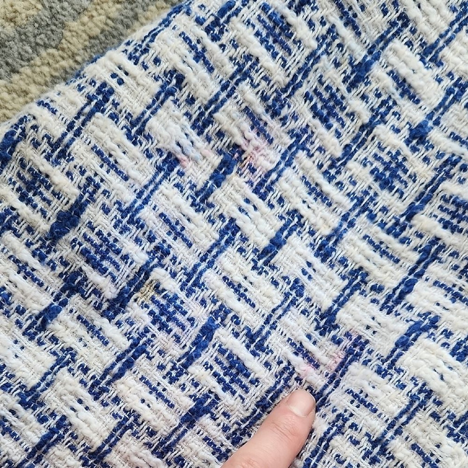 Vintage Drazens Tweed Blazer and Skirt Suit Set Blue White