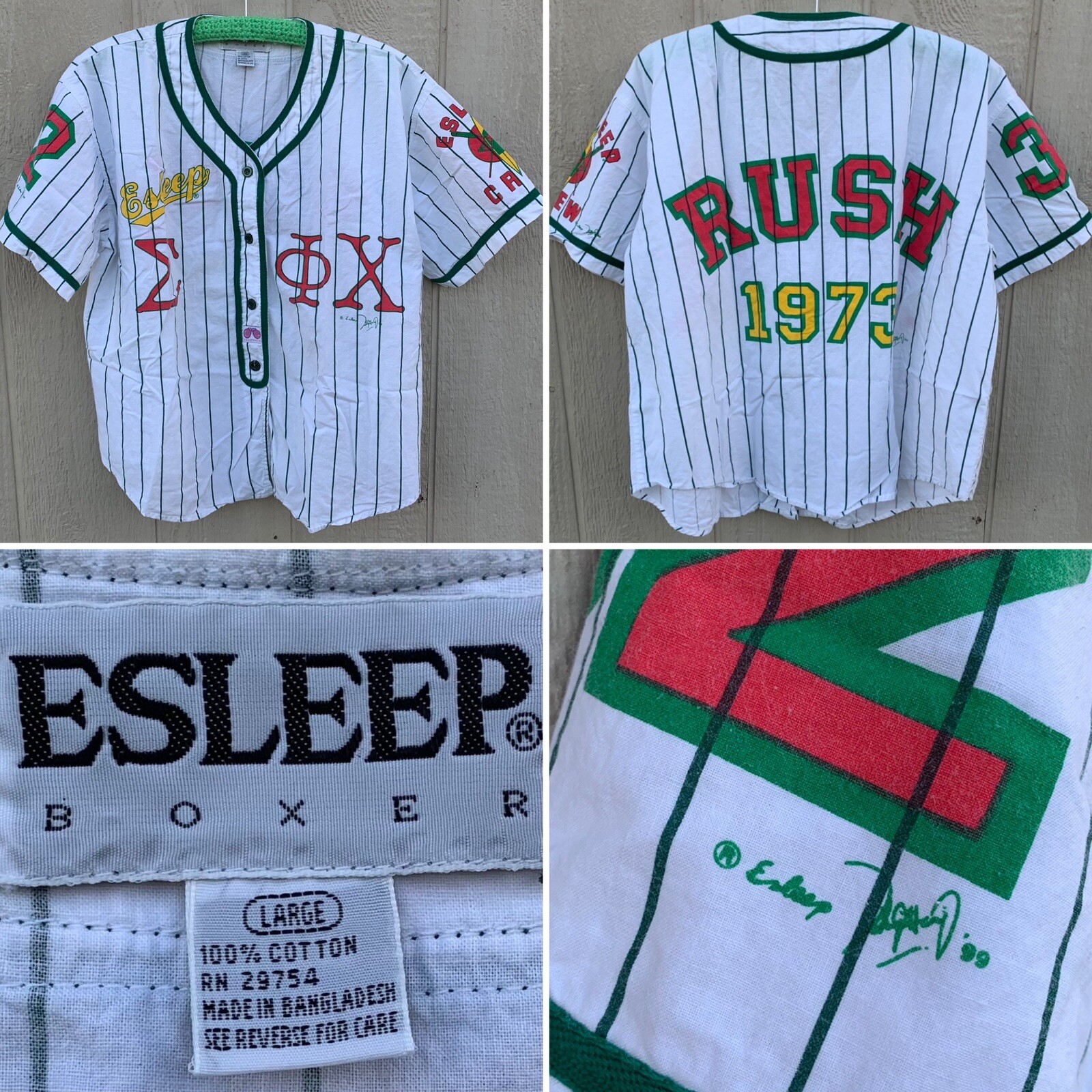 vintage ESLEEP BOXER Rush 1973 jersey style top 90s size large