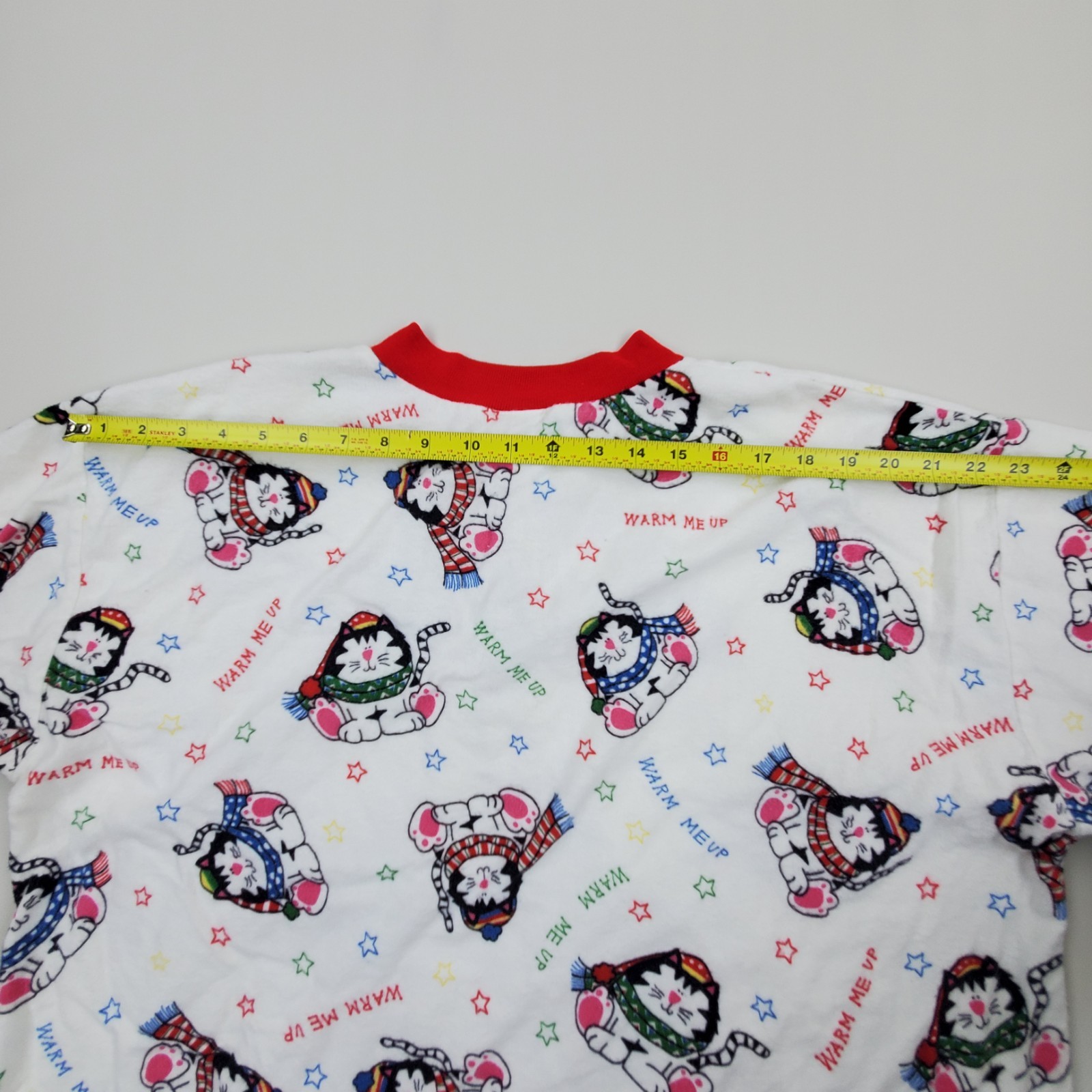 Vtg 80s Jennifer Dale Red Kitty Cats Cotton Pajama Top Sz XL ILGWU Made In USA