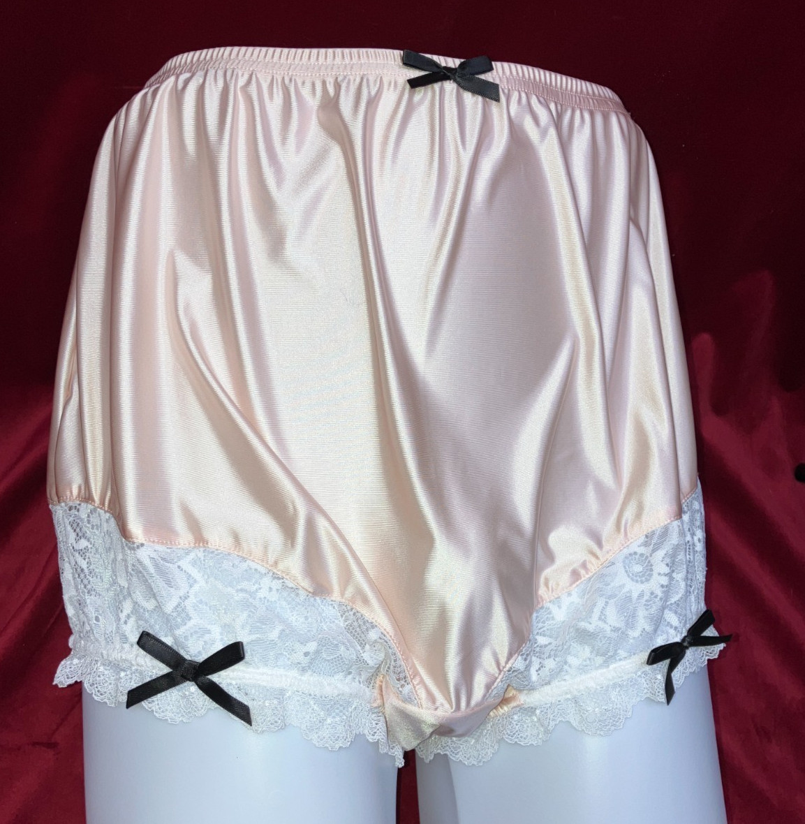 1X 2X Mushroom Gusset Granny Panty Silky Nylon Satin Brief Sissy Vintage styl