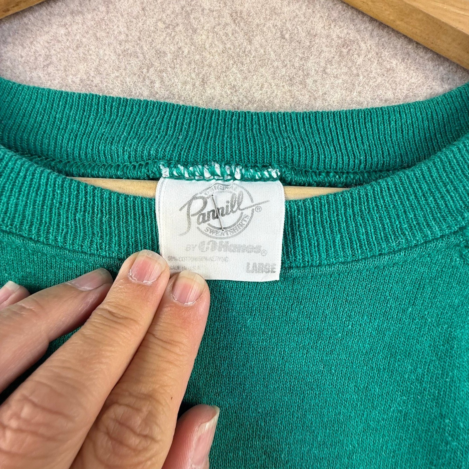 Vintage Pannill Hanes Christmas Sweatshirt Green Teddy Bear Polar Bear Large