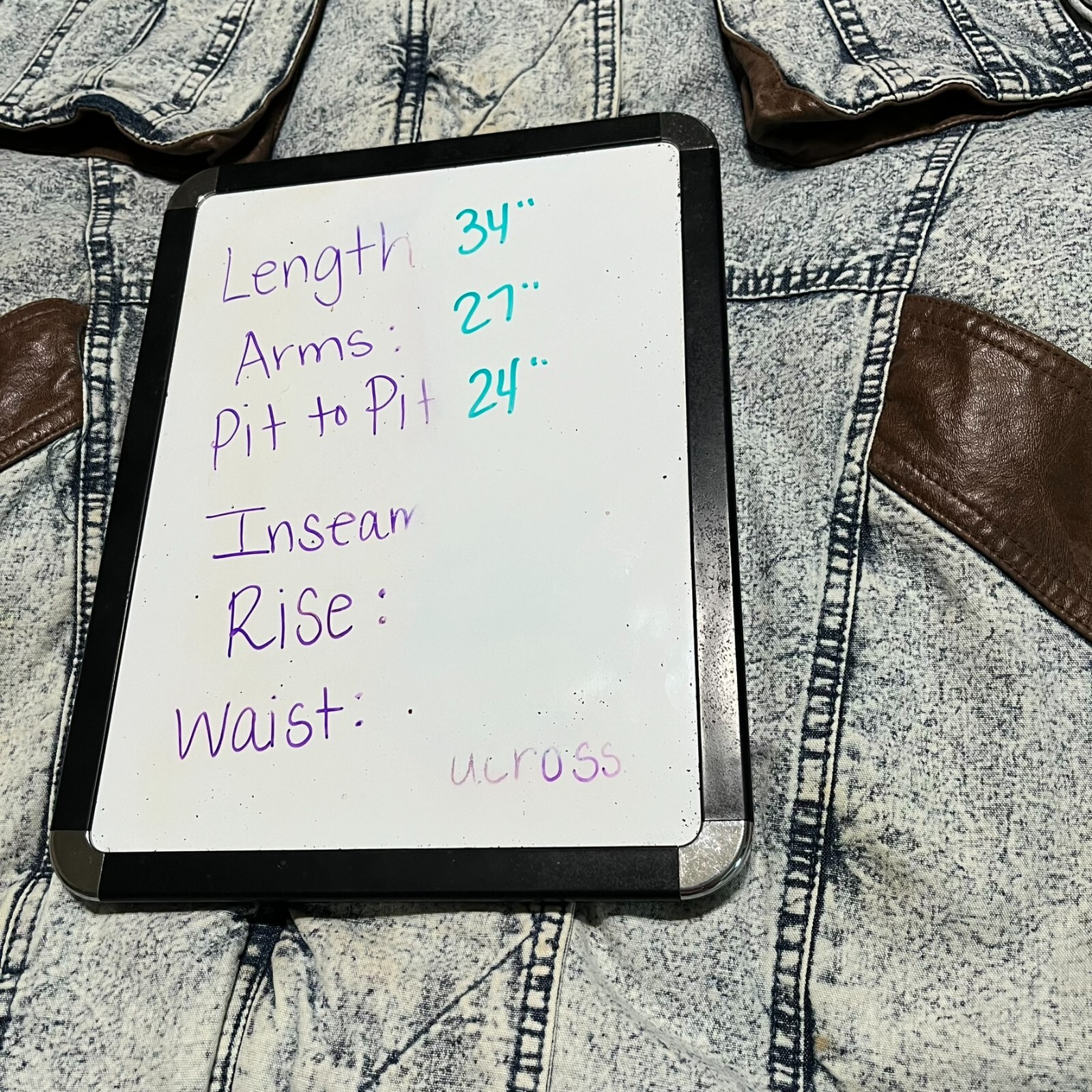 Vintage 80’s East West Acid Stone Wash Denim Coat Blue Jean Jacket Womens Sz XL