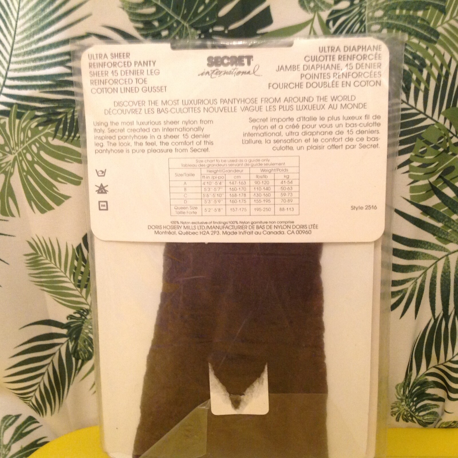 Vintage Pantyhose Secret International Color Charcoal Size A 90-120 Lbs B004C