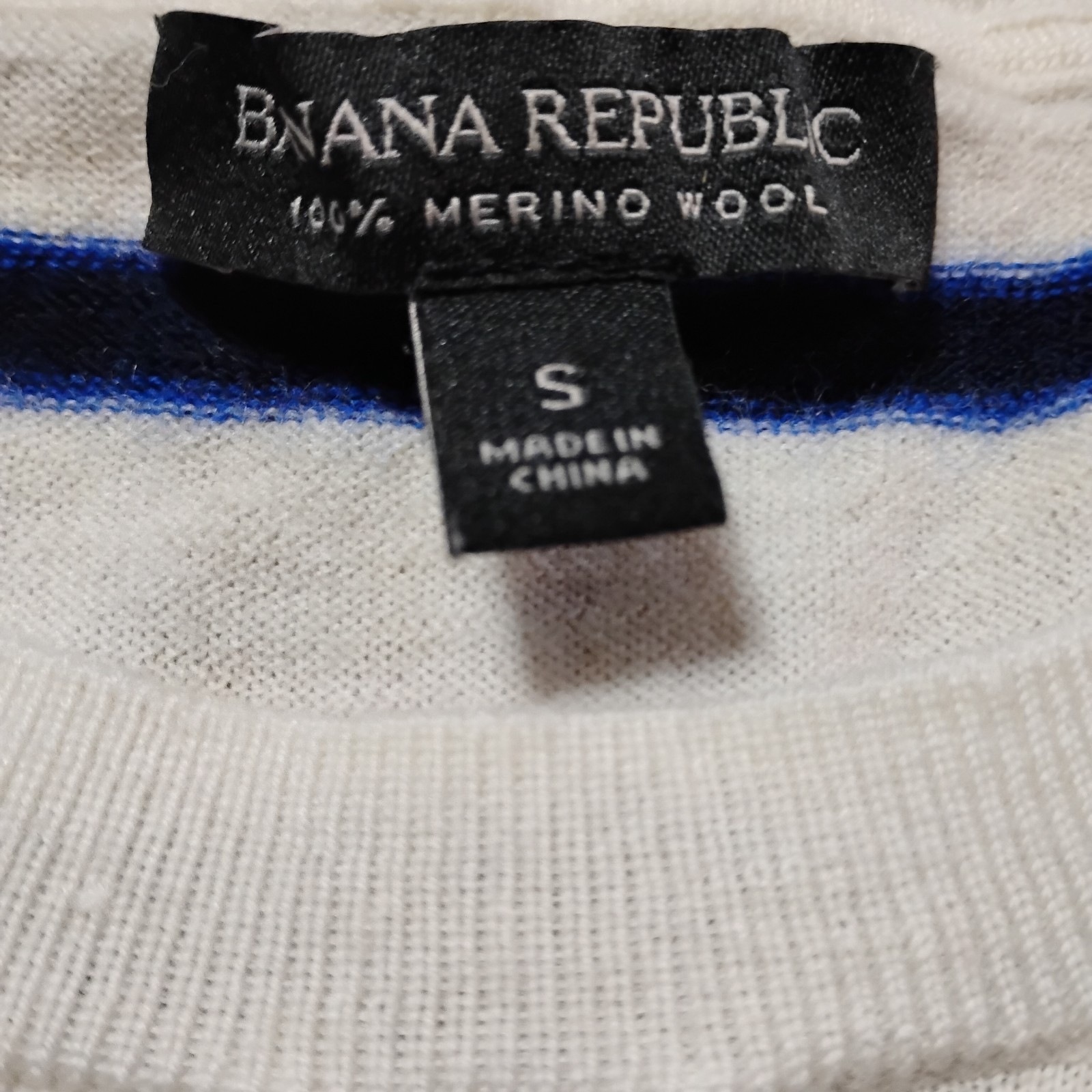 Vtg Banana Republic 100% Extra Fine Merino Wool Stripe Sweater Crew Women’s SM