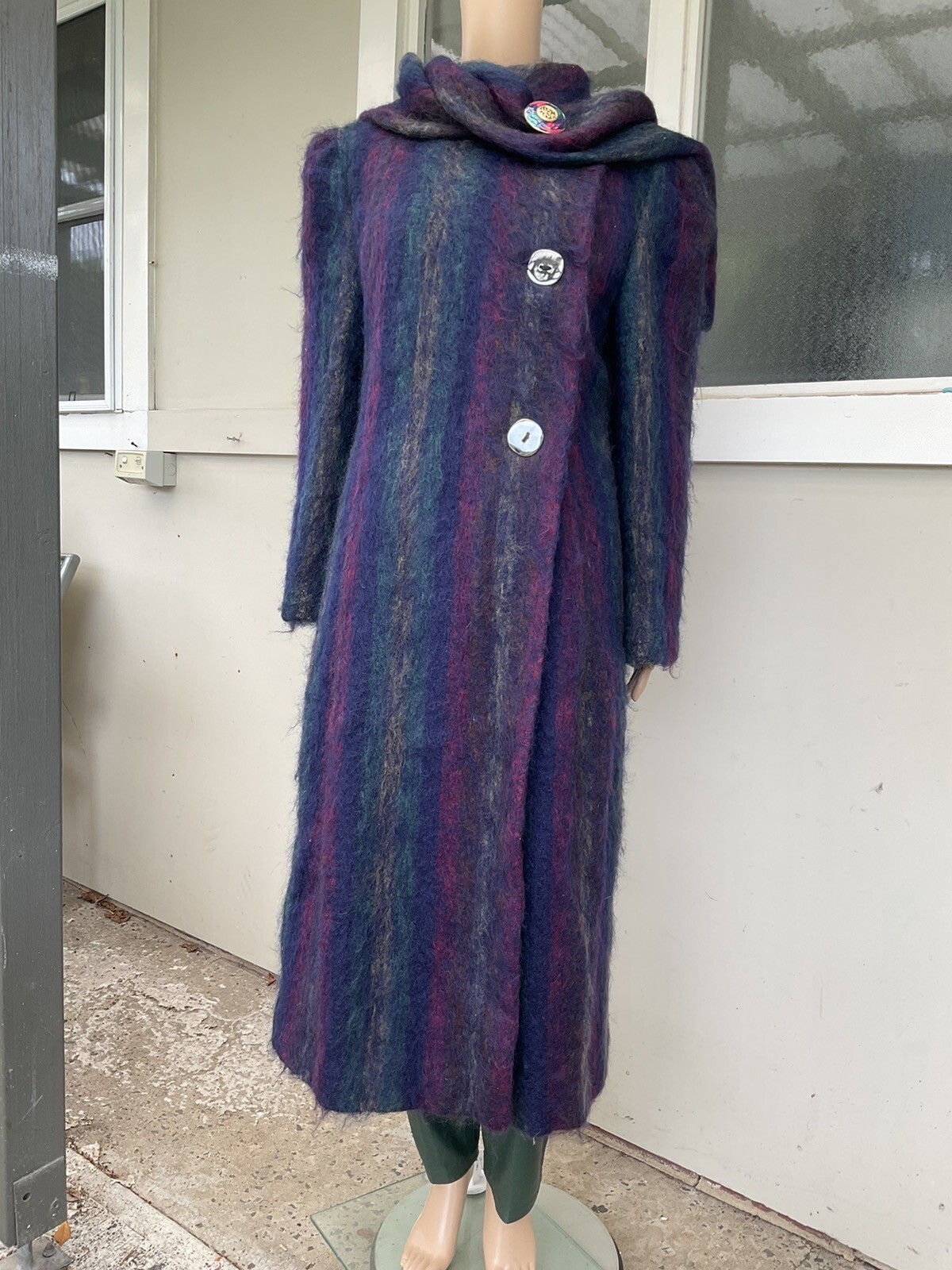 Vtg 70s Pauline Trigere Luxury Blue Mohair Ladies Coat 10/12