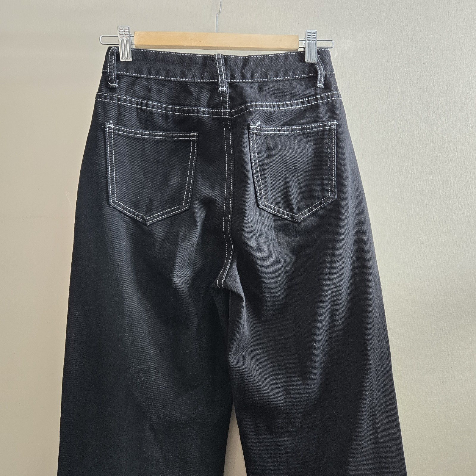 Grunge Punk Cartoon & Slogan Jeans Size XS Graphic Black Straight Leg Streetwear