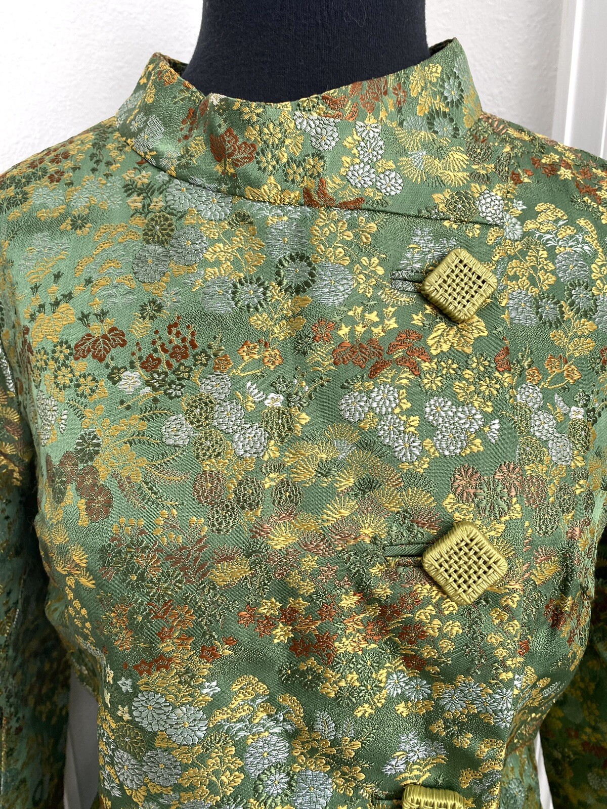 Vintage 1960’s Hand Tailored 2 Pc. Asian Brocade Neru Collar Suit