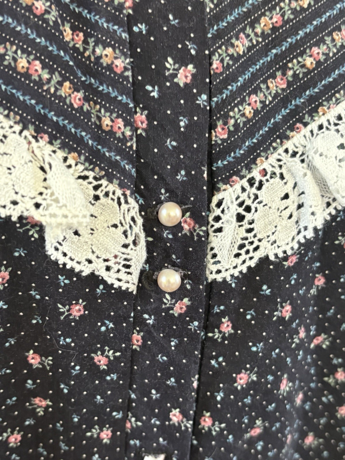 Vintage 70s Stras California Prairie Blouse Size 40 Large Victorian Cottagecore