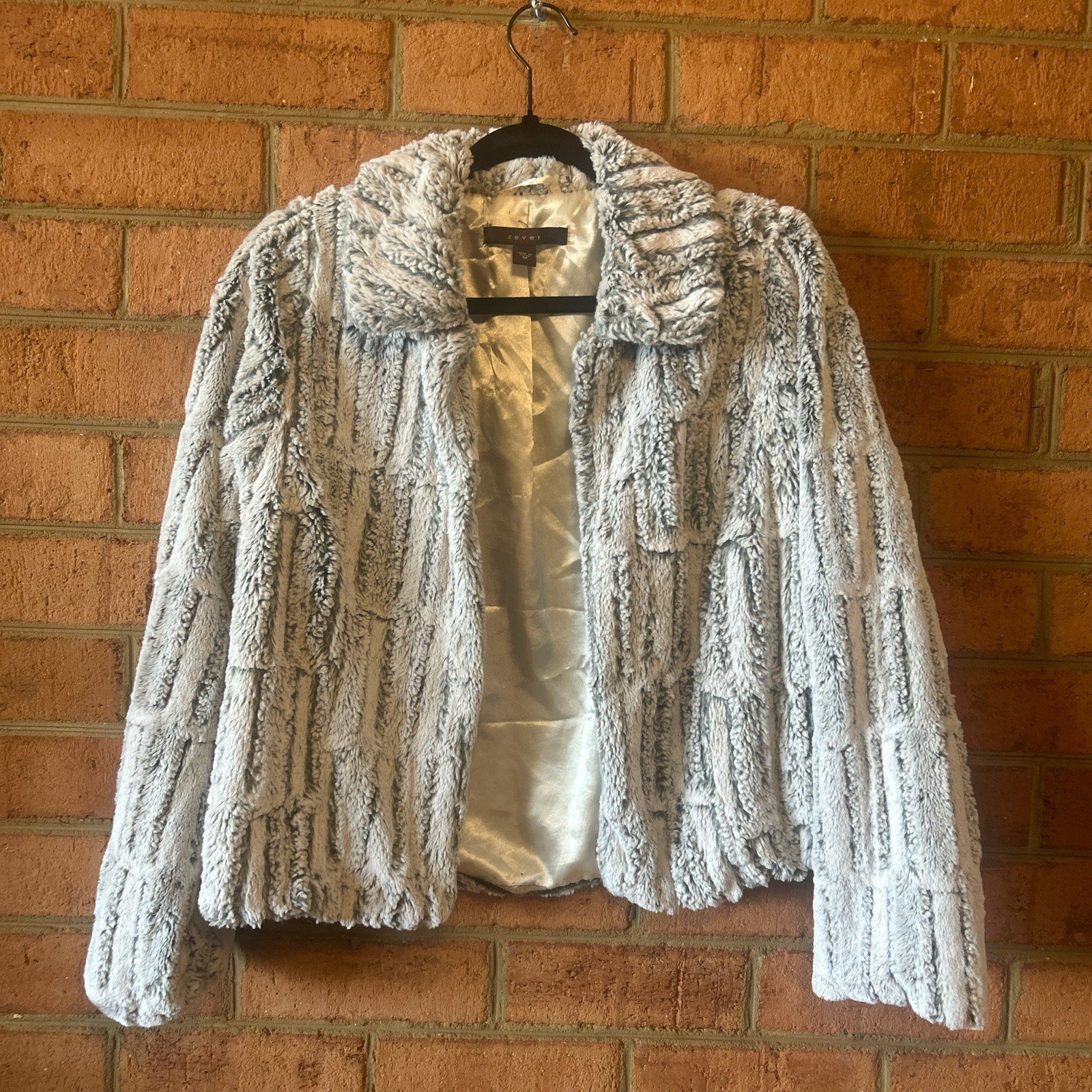 Women’s Vintage Black And White Faux Fur Collared Coat By Fever Size M