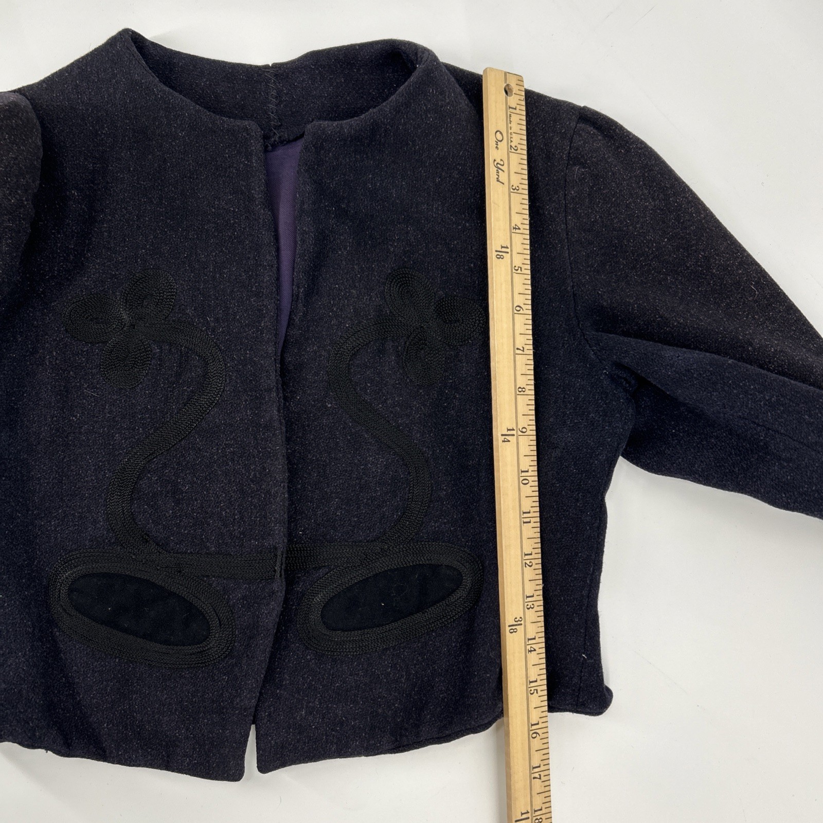 Antique 1880s 1900s European Folk Wool Jacket Braided Soutache Trim Handmade