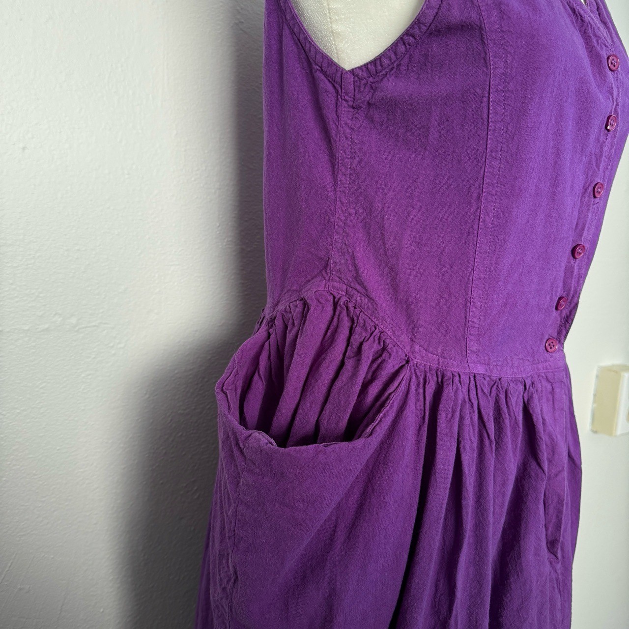 Vintage 90s Happy Legs Dress M Boho Lagenlook Purple Artsy Ren Fair Goblin Fairy