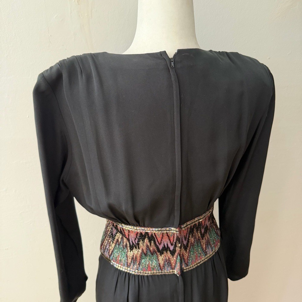 Vintage Francesca of Damon Midi Silk Cocktail Dress Whinsigoth Goth Beaded 1980s