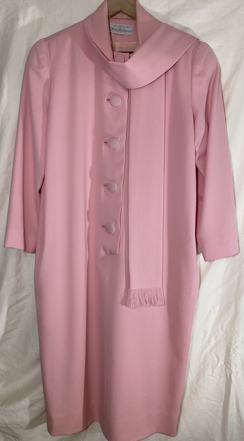 Vintage Designer David Hayes Pink Suit Dress 1980s Saks Fifth Ave Jackie Kennedy