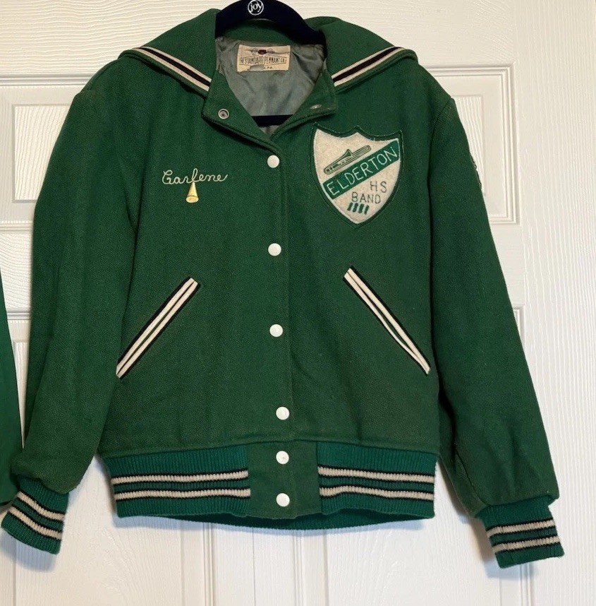 Vtg 1980s High School Cheerleader Majorette Wool Varsity Jacket Elderton PA