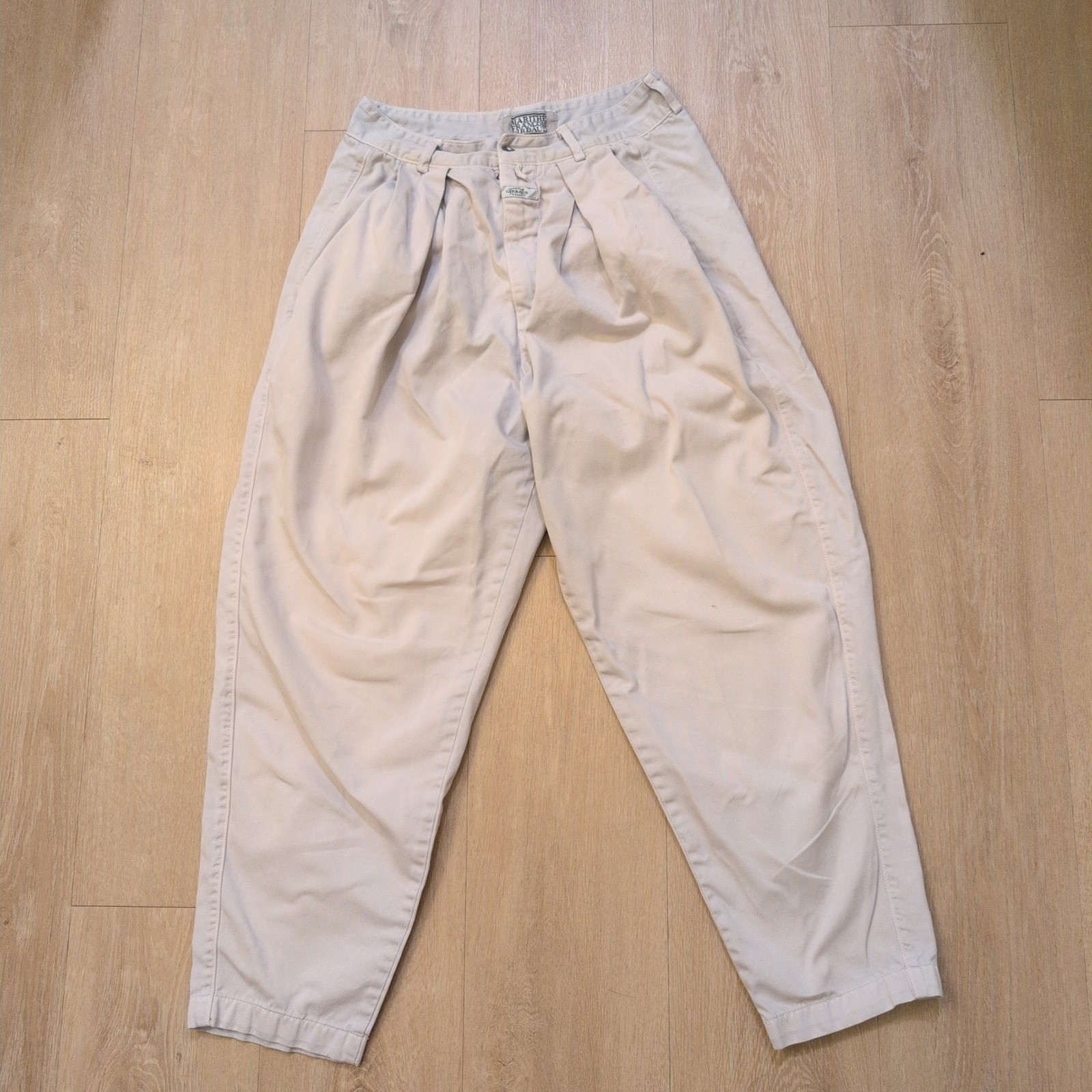 VTG Marithe Francois Girbaud Women Size 9/10 Pleated White Ankle Pants