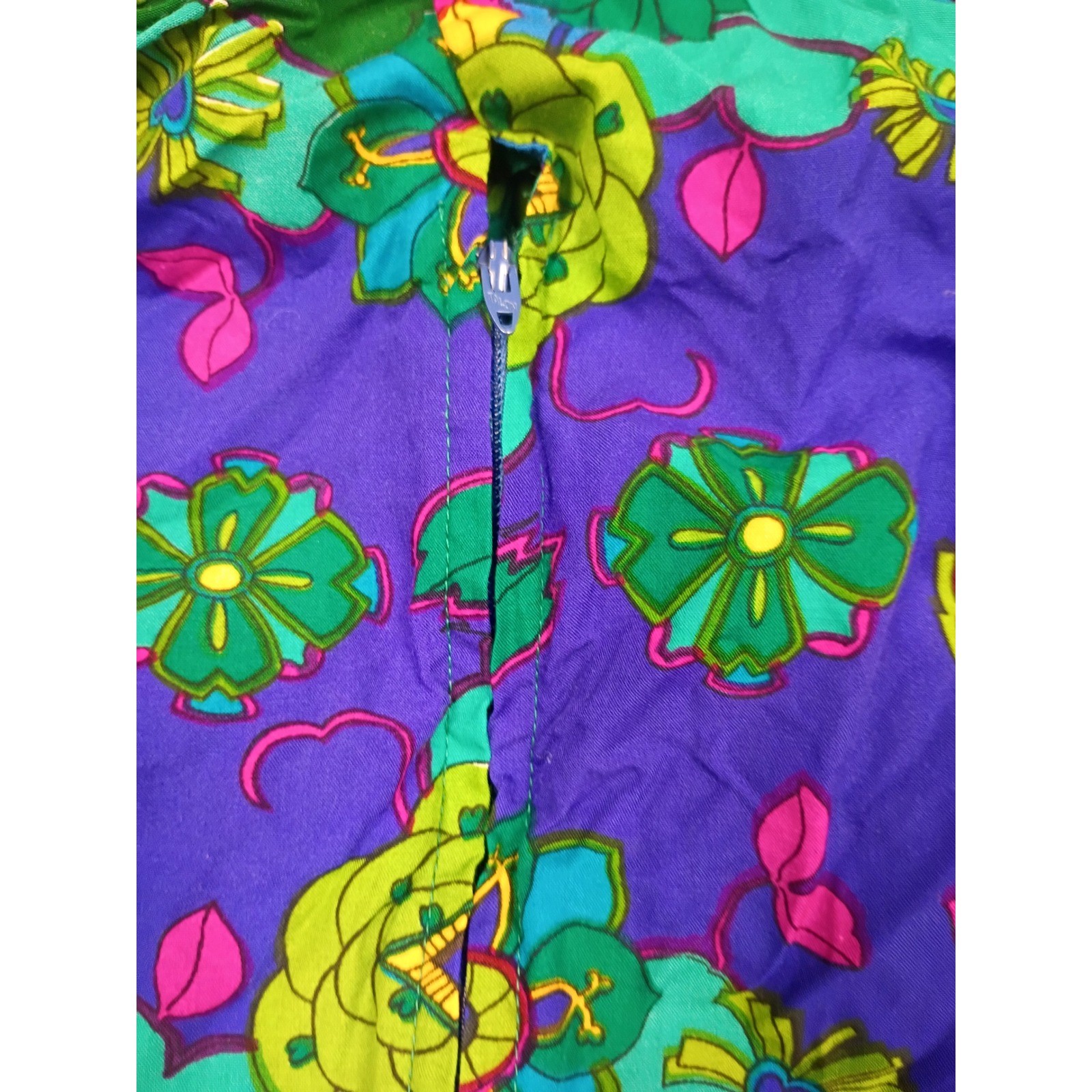 Vintage Made in Hawaii Maxi Dress 10 Green Blue Psychedelic Floral 70s Wrap