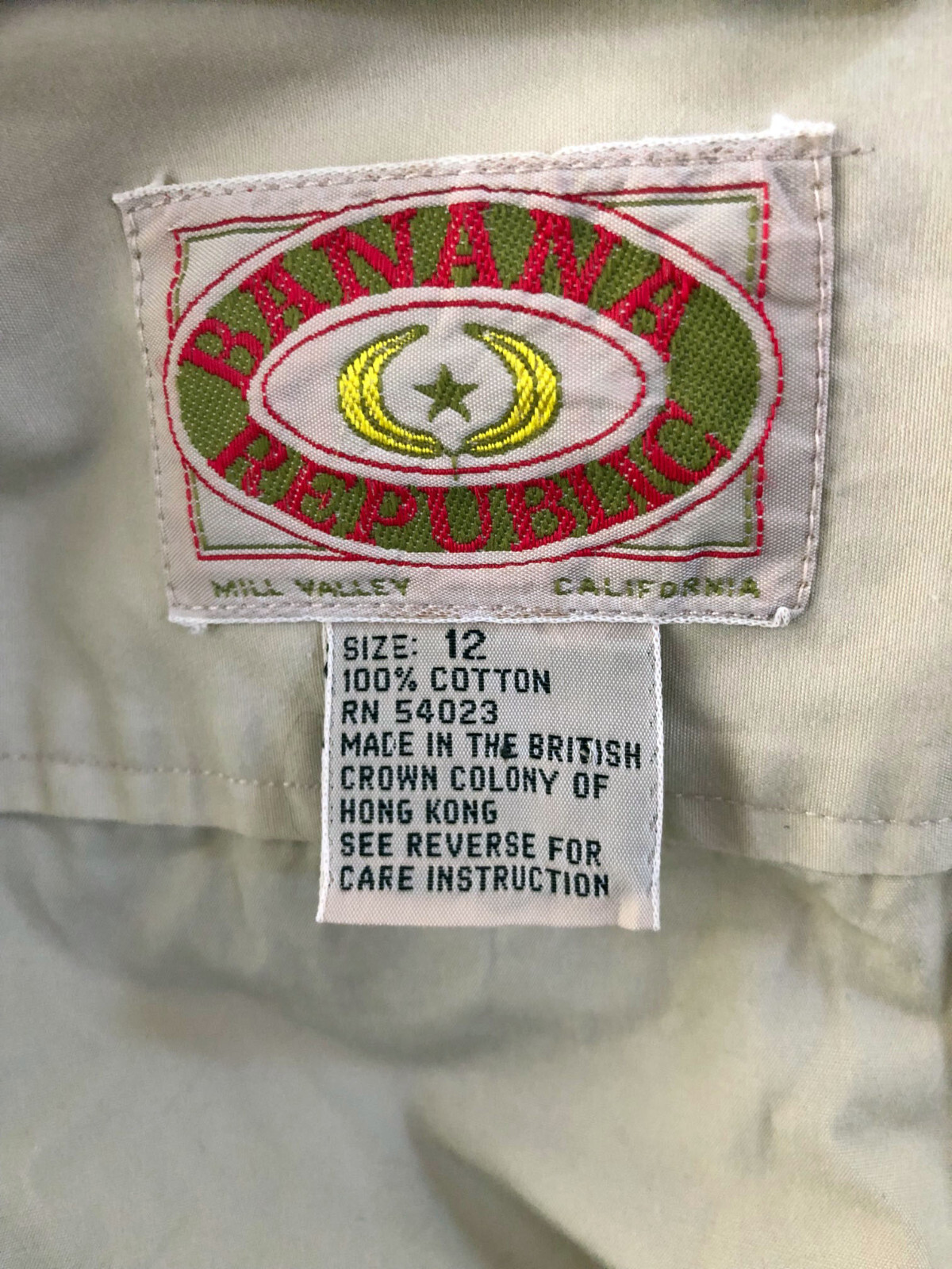 Rare Orig Banana Republic 1970s 100% Cotton Epaulettes Khaki Safari Dress sz 12