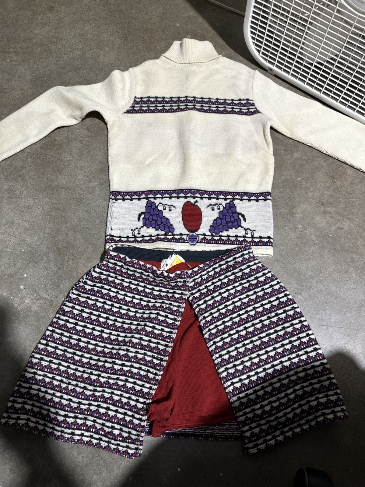 Vintage 1970s Sabra Wool Skort & Sweater Hobo Cutter Craft Fix Repair
