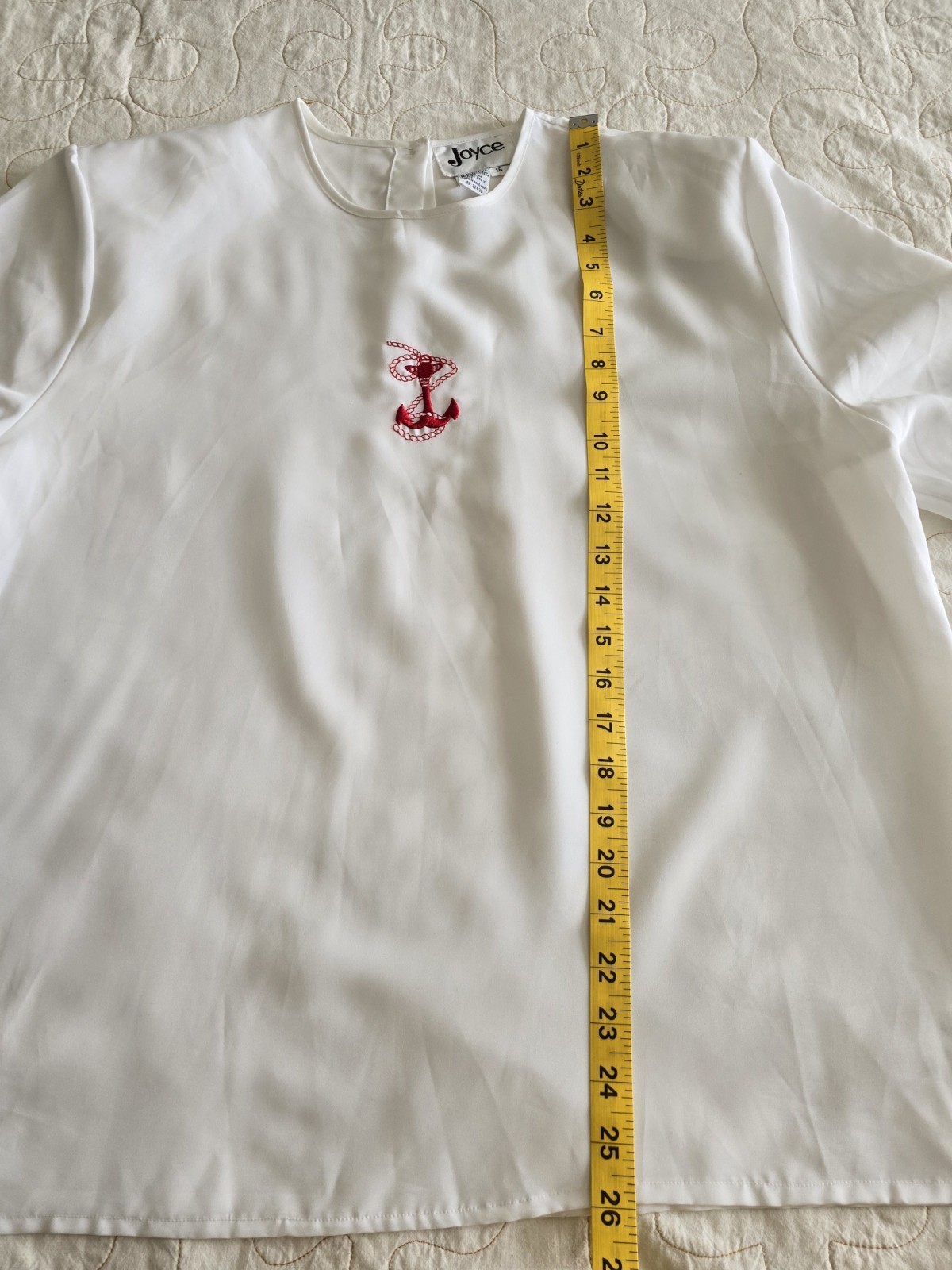 Vintage 80s 90s Embroidered Anchor Blouse Womens Plus Size 16 1XL Preppy Joyce