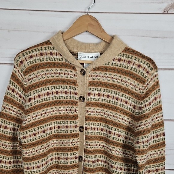 Jones Wear Vintage Fair Isle Cardigan Medium Cottagecore Dark Academia Grandma