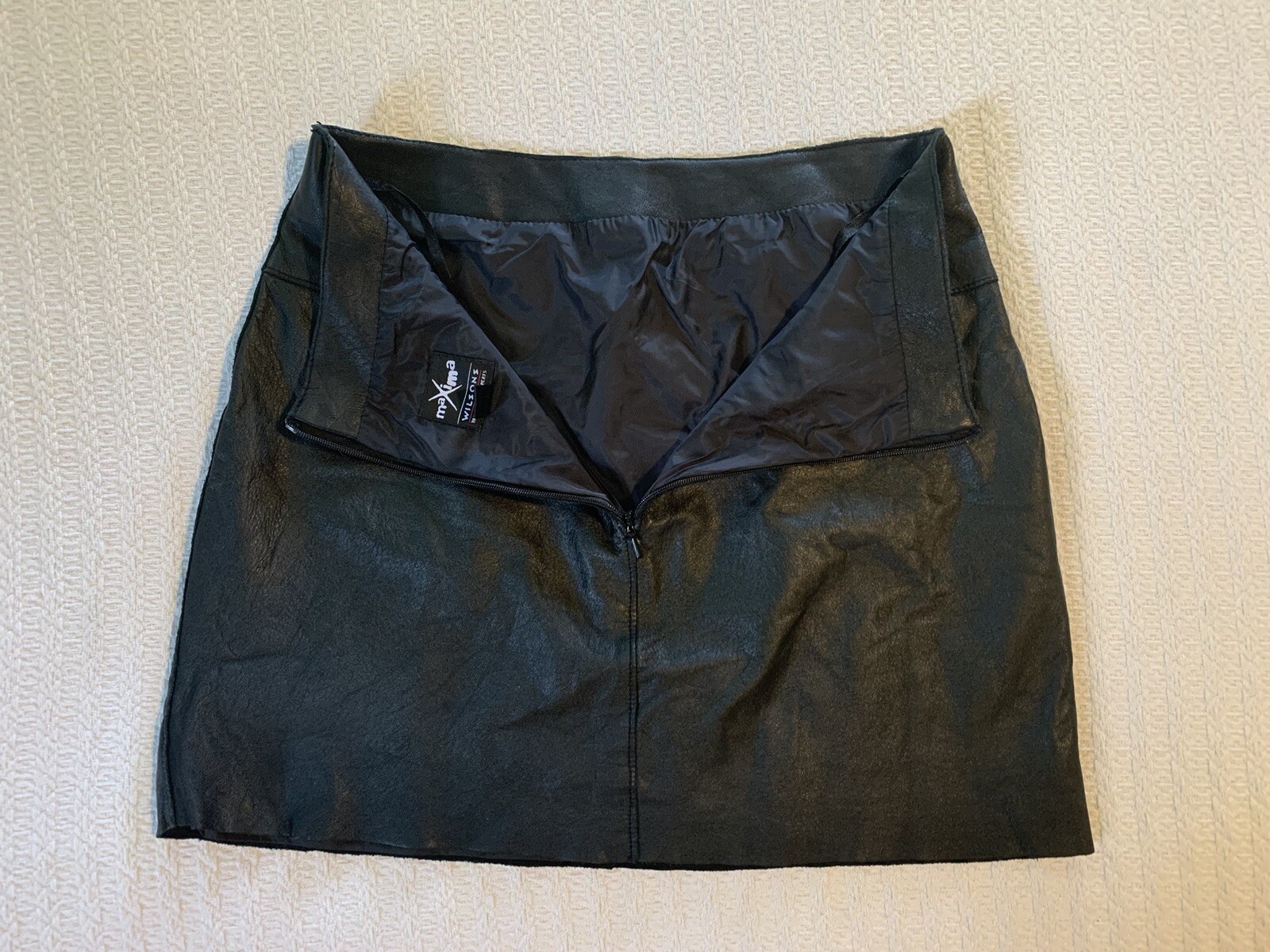 Vintage 80s 90s Wilson’s Black Leather Mini Skirt Metal Biker Grunge Rocker Club