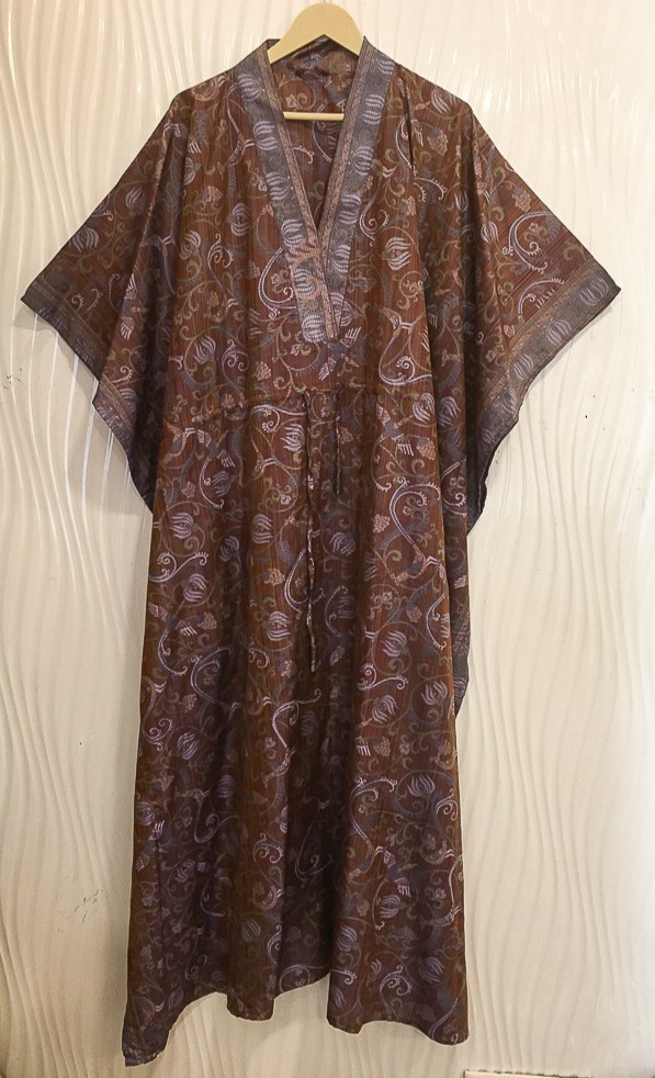 Vintage Sari Kaftan / Pure Cotton Long Maxi Dress / Luxury Resort Wear CFN1207