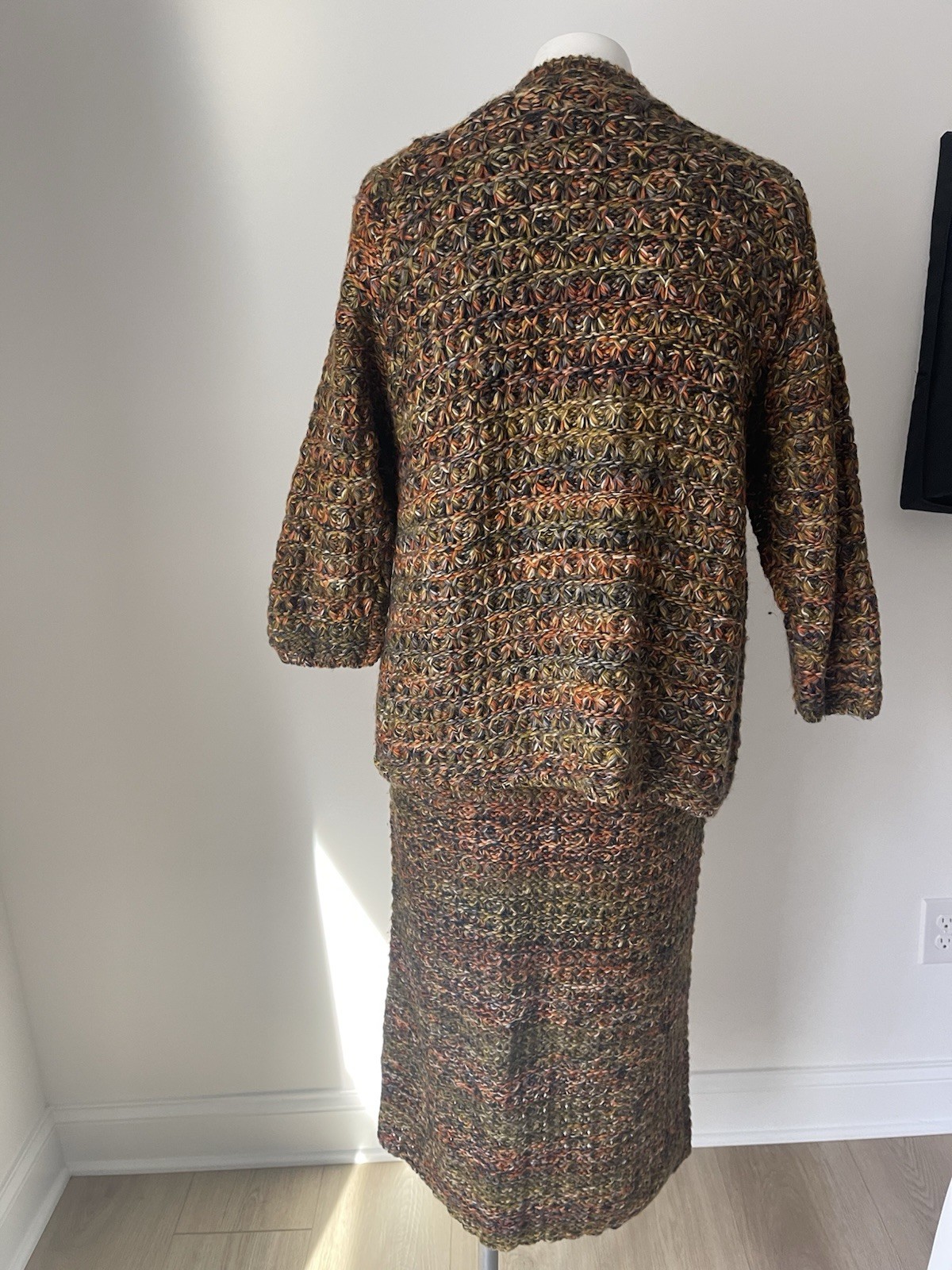Bernat Klein Vintage Wool Dress Cardigan Sweater Set Chunky Knit