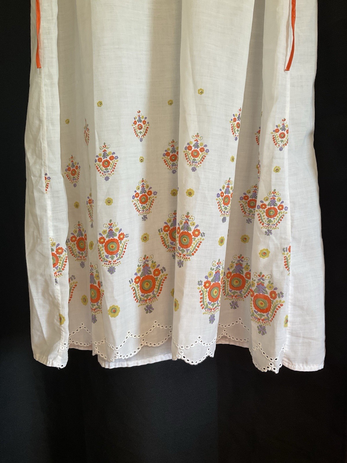 Vintage Night Gown / Dress Cotton With Flowers Tie In The Back Circa 1970’s Boho