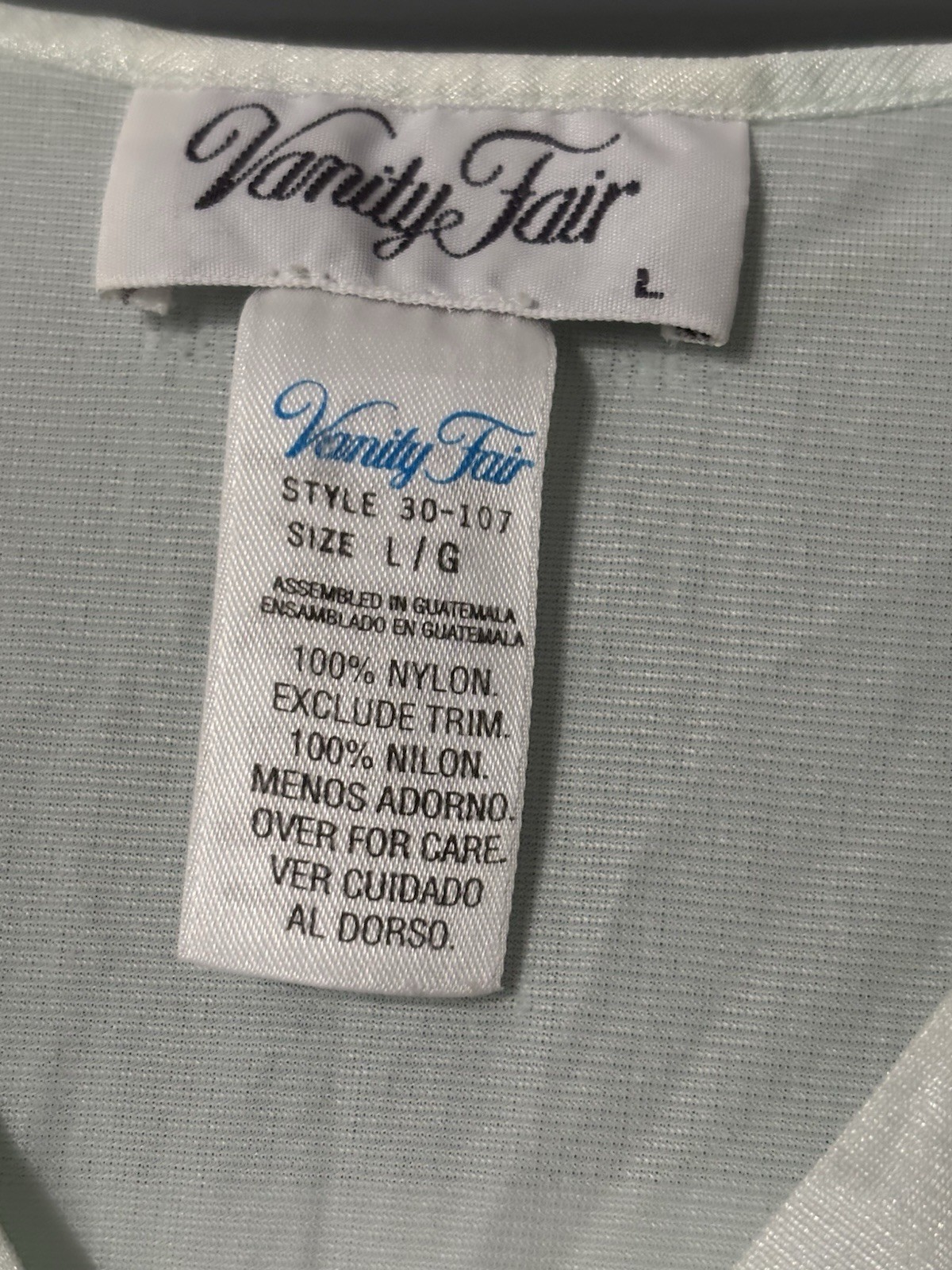 Vtg Vanity Fair Nightgown Large Mint Green Nylon Knee Length Style 30-107 Silky