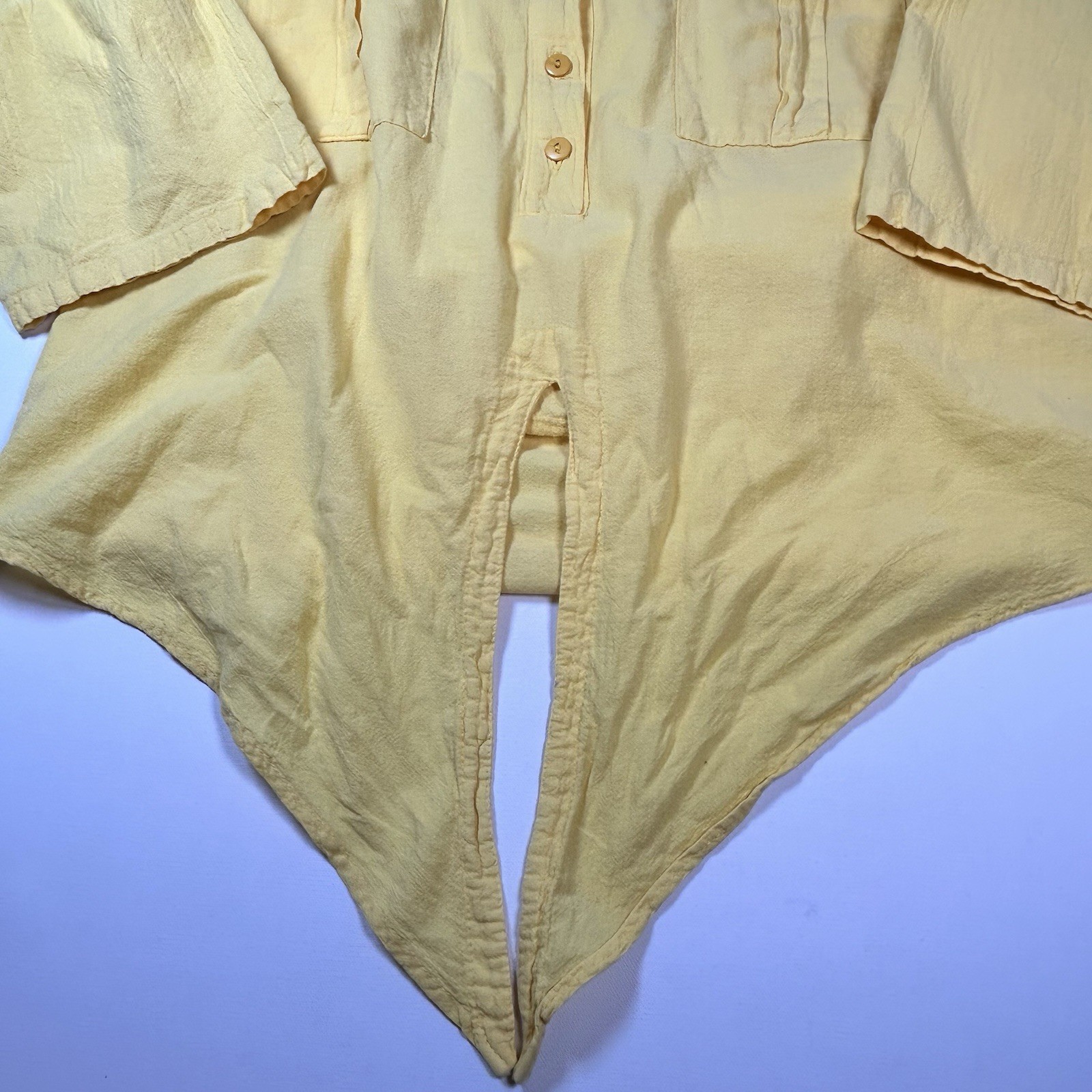 Vintage 80’s Bright Yellow Cotton Tie Front Shirt Blouse Aries & Taurus size M/L