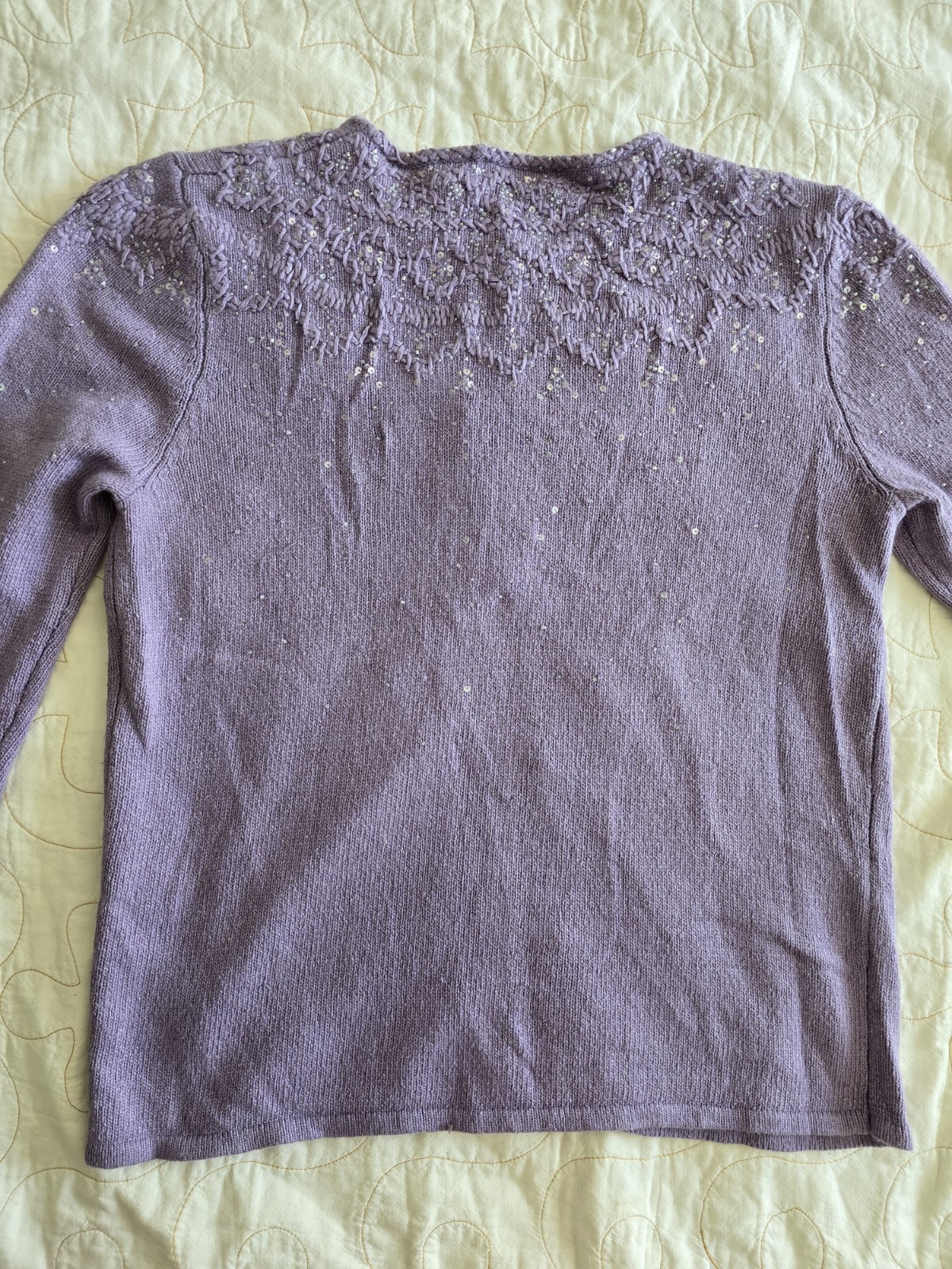 Vintage 90s Purple Angora Beaded Sweater Cardigan Womens Med Fairycore Romantic