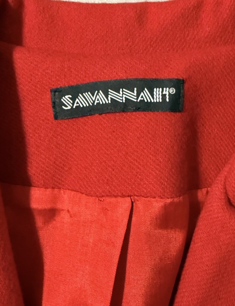 Vintage 90s Savannah Red 100% Pure New Wool Blazer 3 Button Size M/L