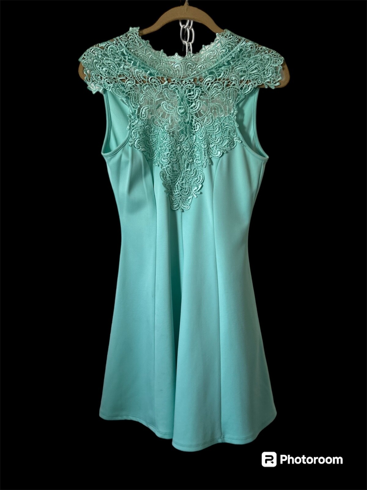 Vintage Charlotte russe dress 1990’s Y2K mini aqua blue Sz M Fairygoth crochet