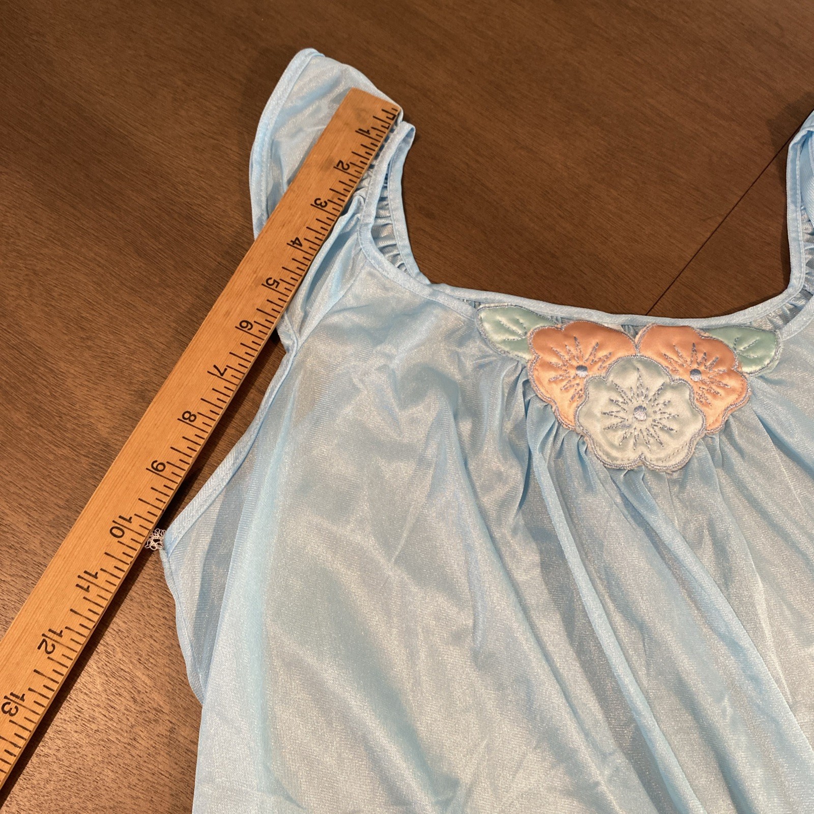 VTG Blue Nylon Babydoll Ruffled Nightie Granny Pantie Set NOS Sz.M (Lg. Panty)